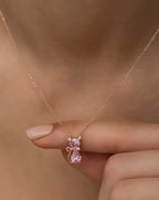 Pink Zircon Cat Necklace
