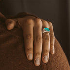 Blue Turquoise Stone Octagon Ring