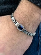 Hirvon - Sapphire Clasp Silver Bracelet