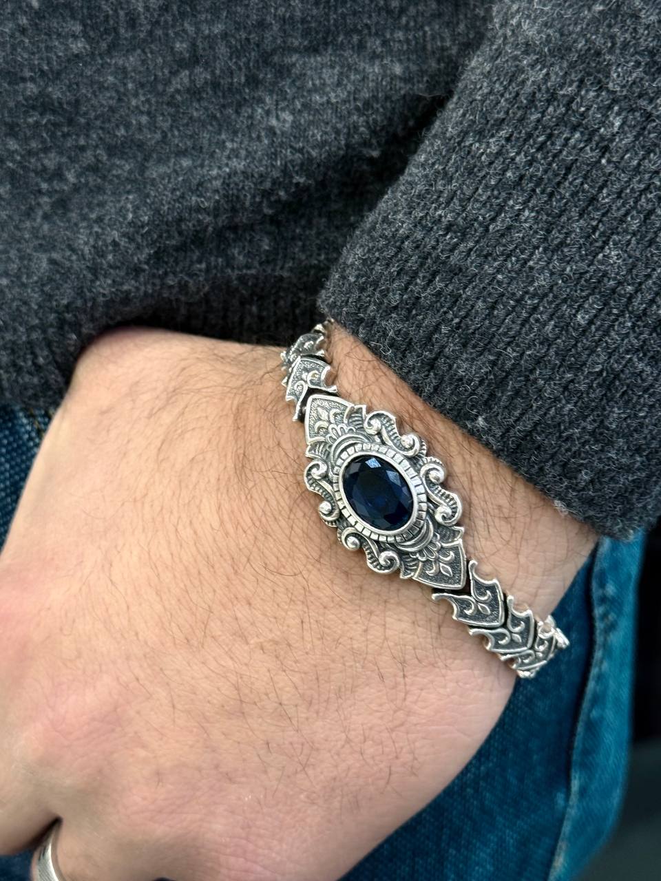Blue Sapphire - Vampire Bracelet - Sterling Silver 925
