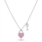 Pink Heart & Key Necklace