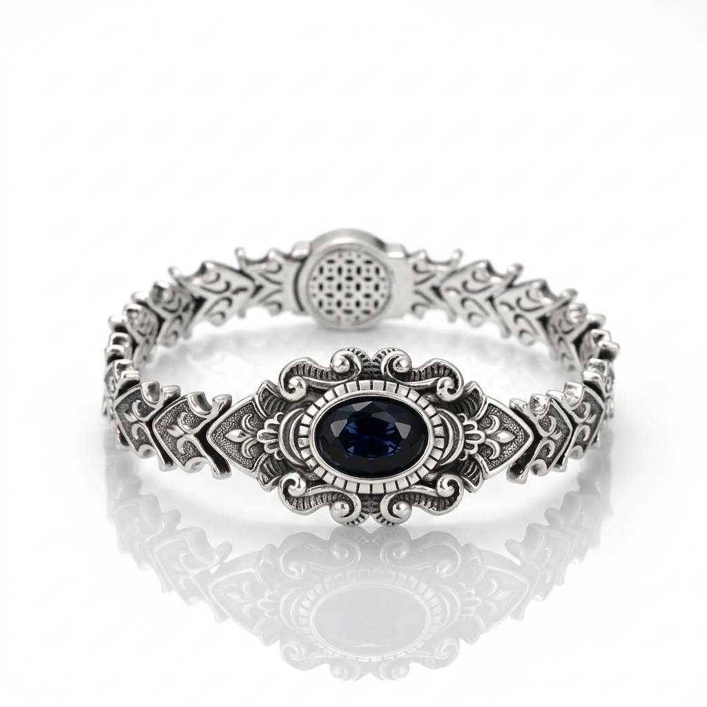 Blue Sapphire - Vampire Bracelet - Sterling Silver 925
