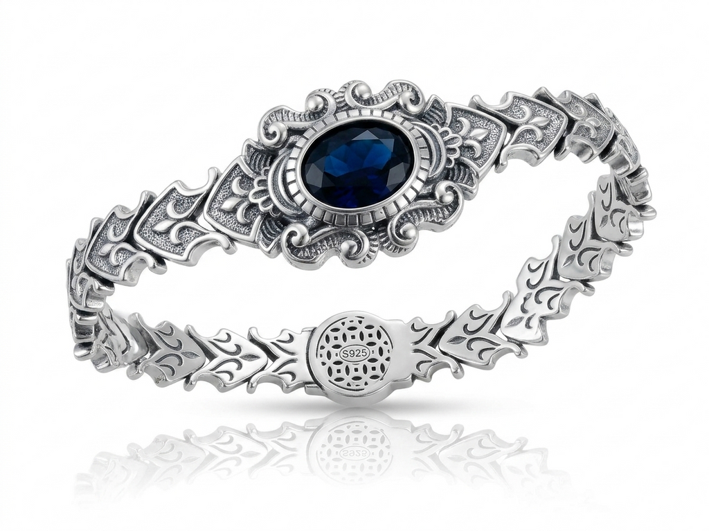 Blue Sapphire - Vampire Bracelet - Sterling Silver 925