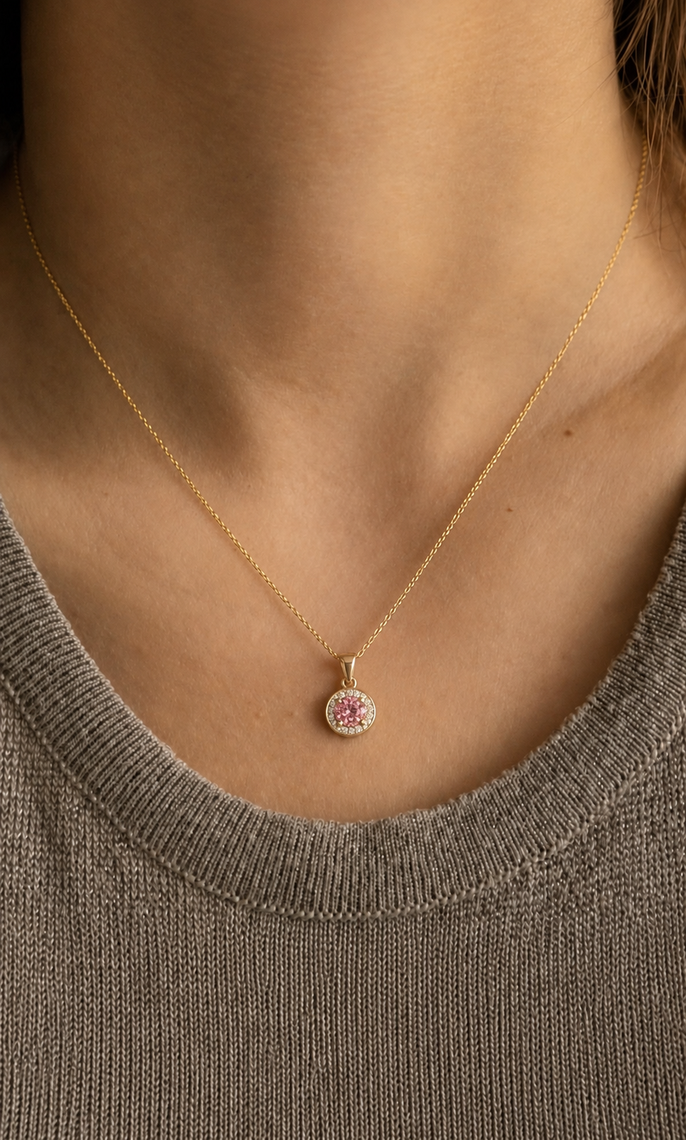 Rosé Halo Necklace