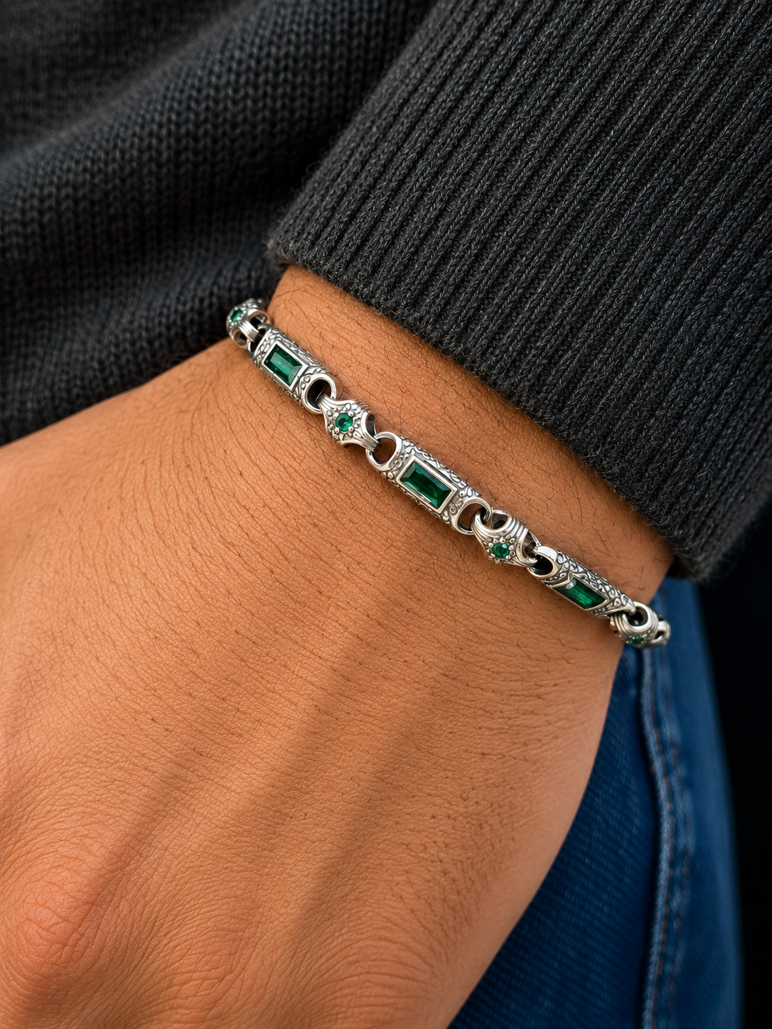 Emerald Legacy Bracelet in Sterling Silver 925s