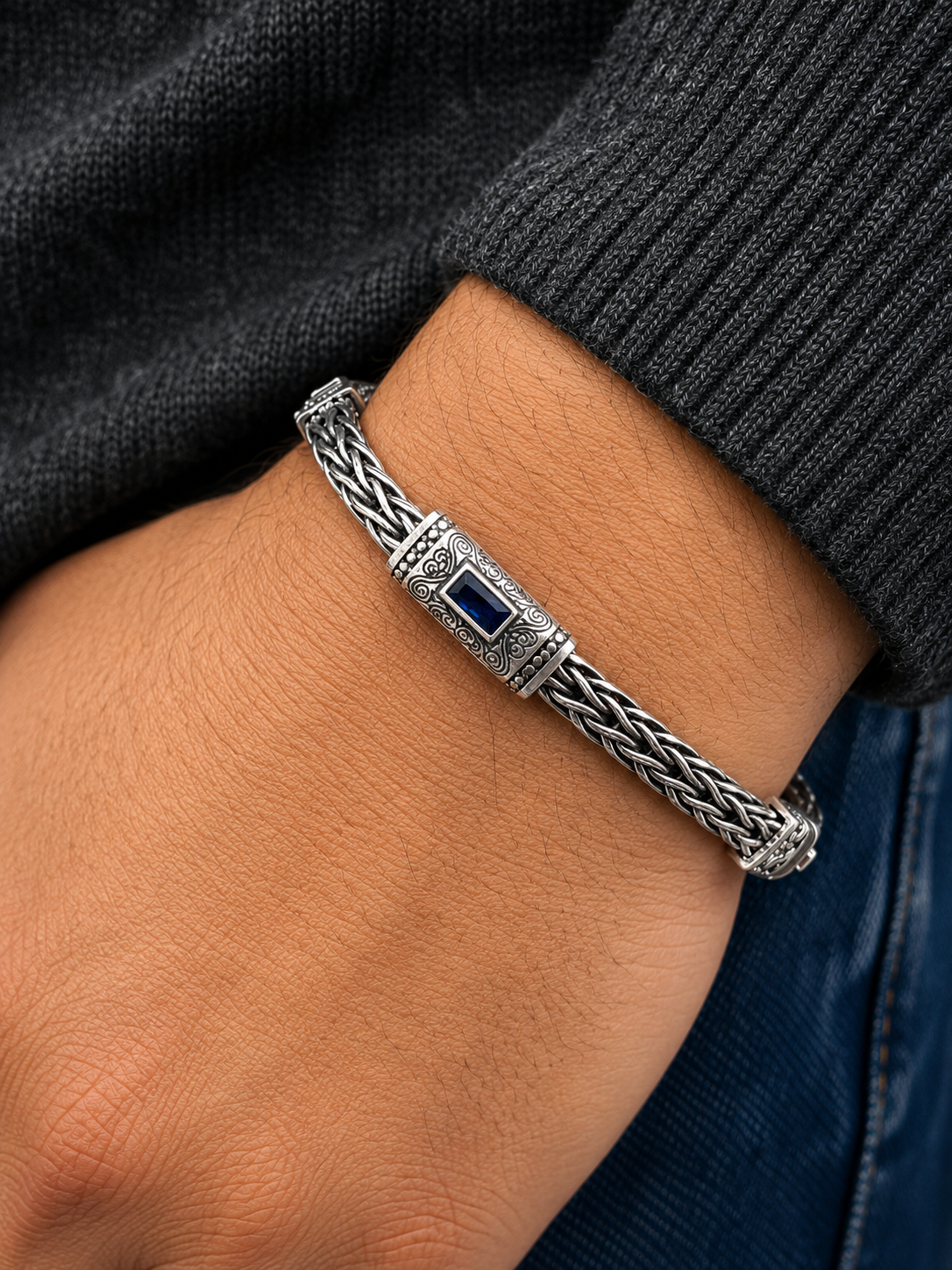 Sapphire Crown Bracelet in Sterling Silver 925s