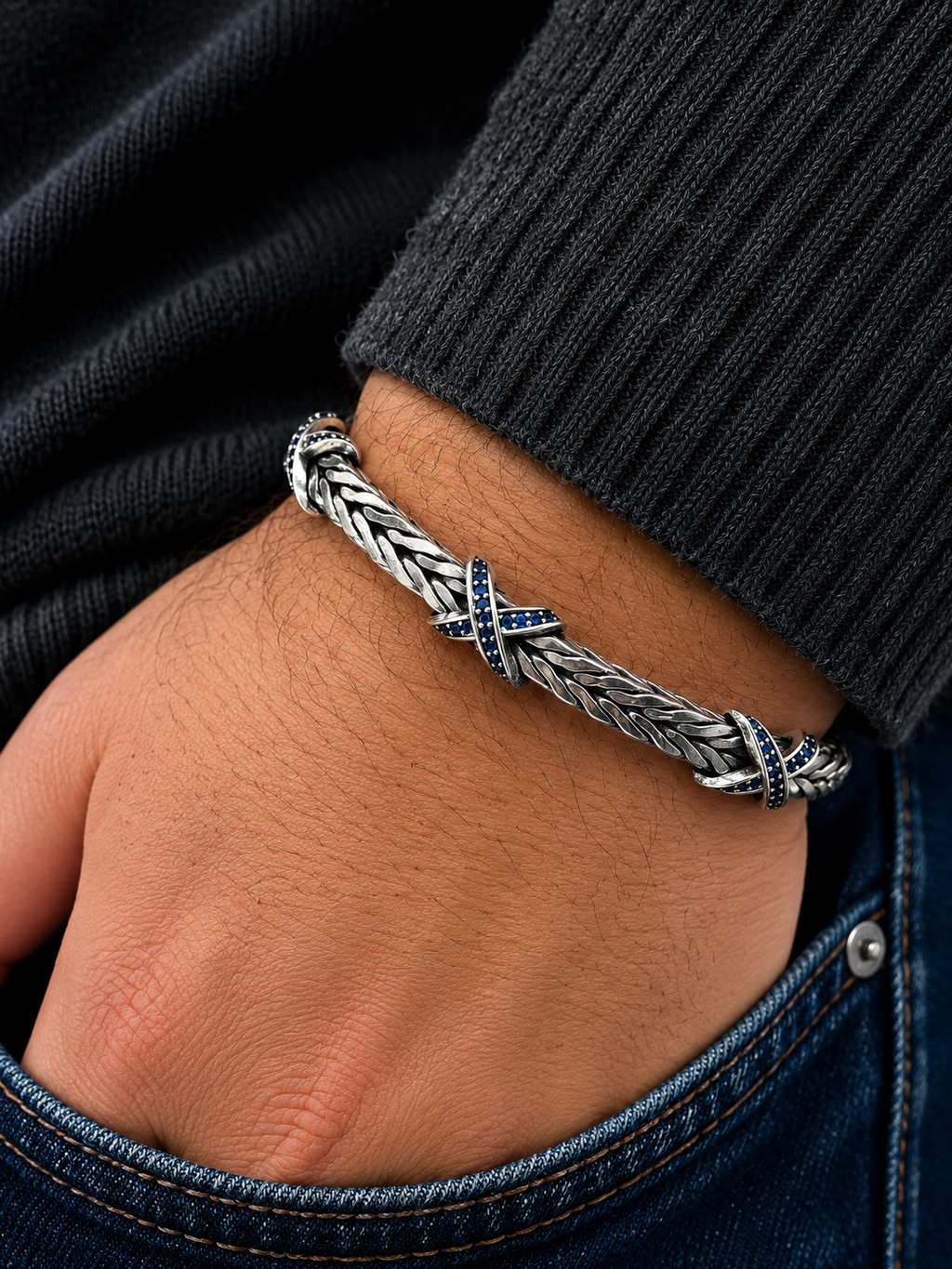 Infinity Sapphire Bracelet in Sterling Silver 925s