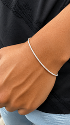 Sleek Slim Bone Bracelet for Men's Sterling Silver 925s-(20cm)