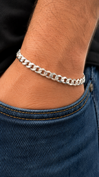 Cut Grommet Bracelet for Men's Sterling Silver 925s(20cm)