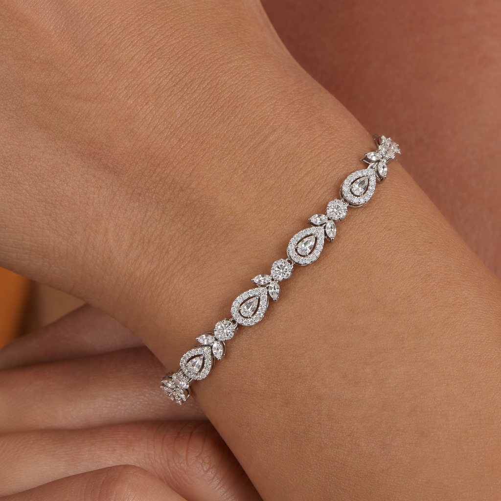Multi Shape Zircon Silver Bracelet
