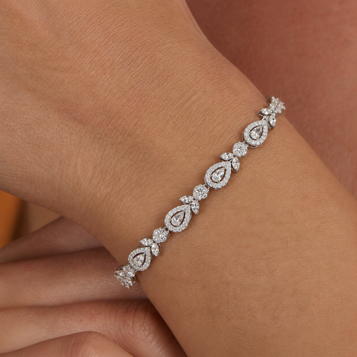 Multi Shape Zircon Silver Bracelet