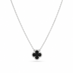 Midnight Clover Necklace -Pure Sterling Silver 925s-(55cm)