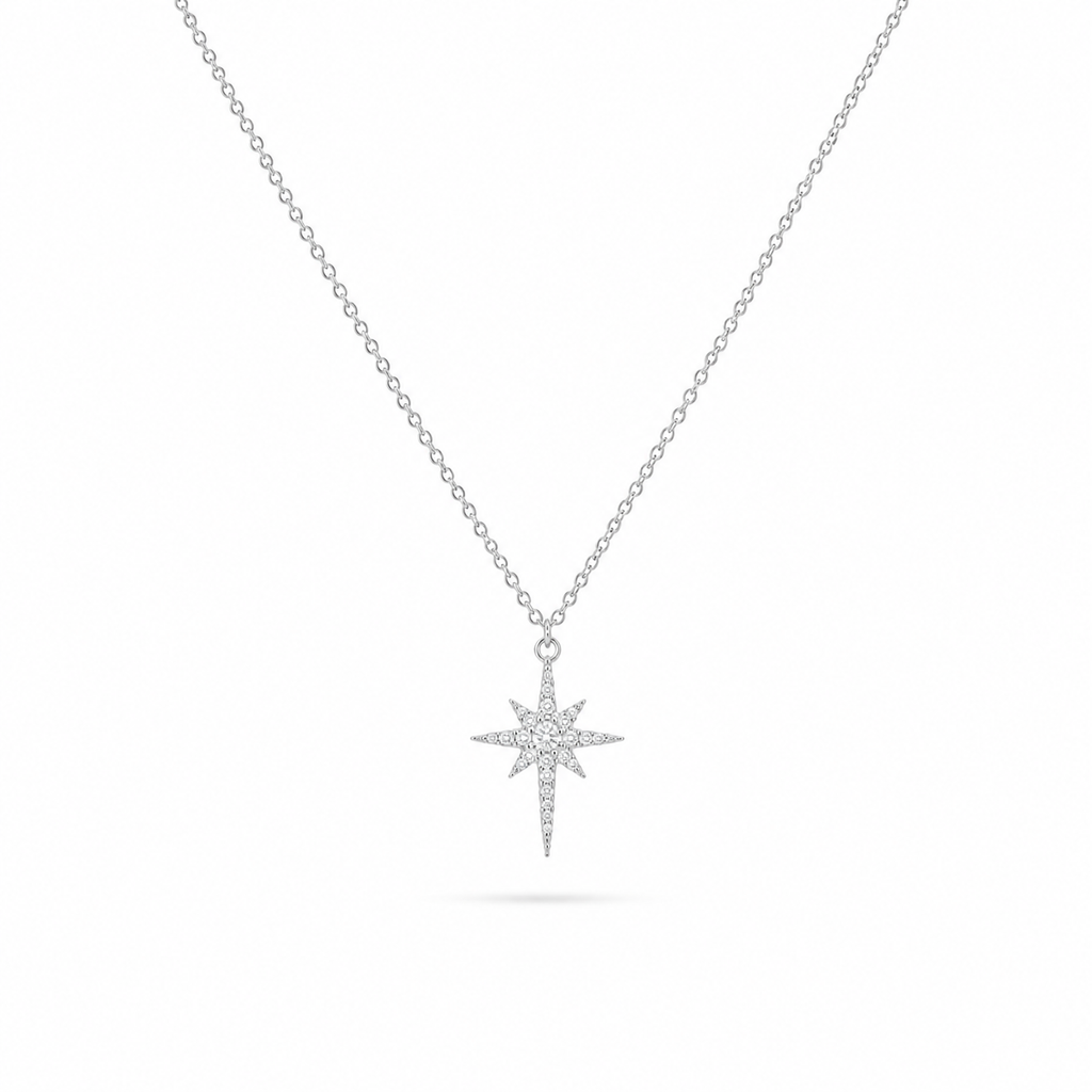 North Star Necklace -Pure Sterling Silver 925s-(55cm)