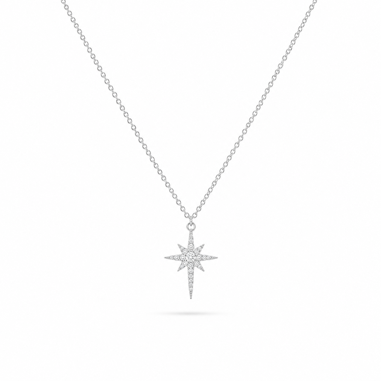 North Star Necklace -Pure Sterling Silver 925s-(55cm)