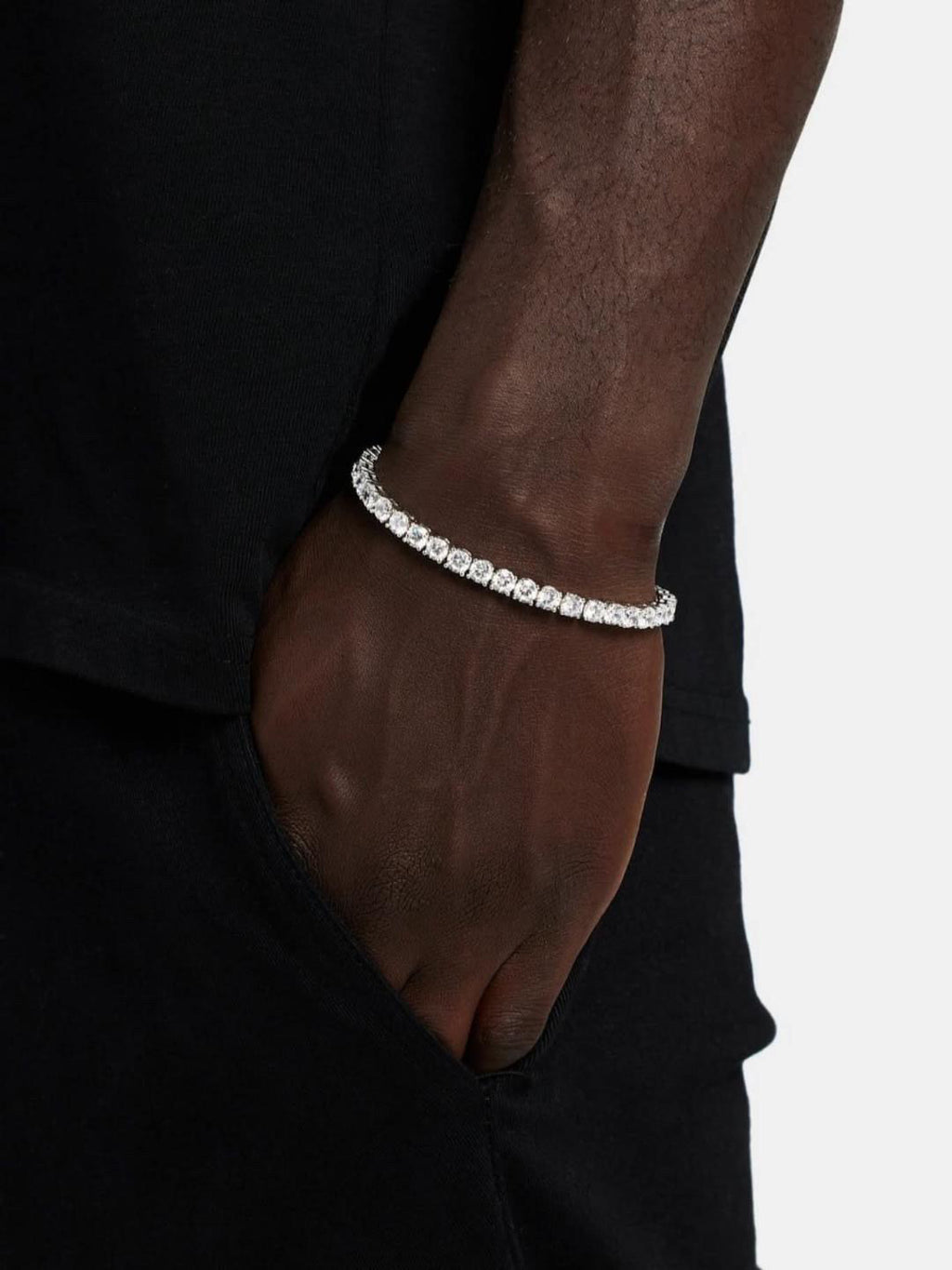 White Tennis Bracelet Sterling Silver 925s 4mm - 20cm