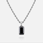 Black Onyx Necklace -Pure Sterling Silver 925s-(60cm)