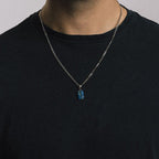 Blue Lapis Lazuli Necklace -Pure Sterling Silver 925s-(60cm)