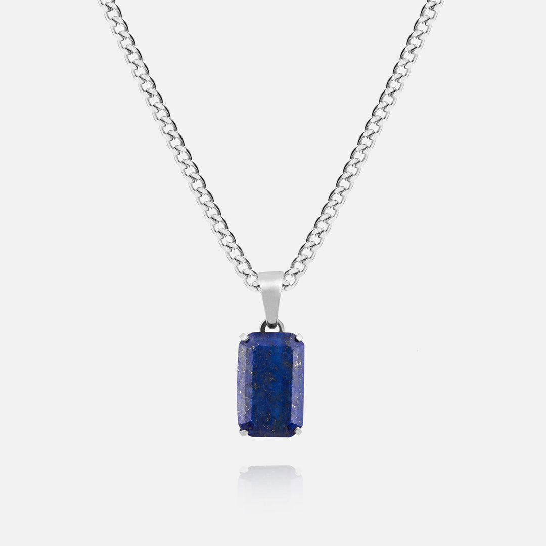 Blue Lapis Lazuli Necklace -Pure Sterling Silver 925s-(60cm