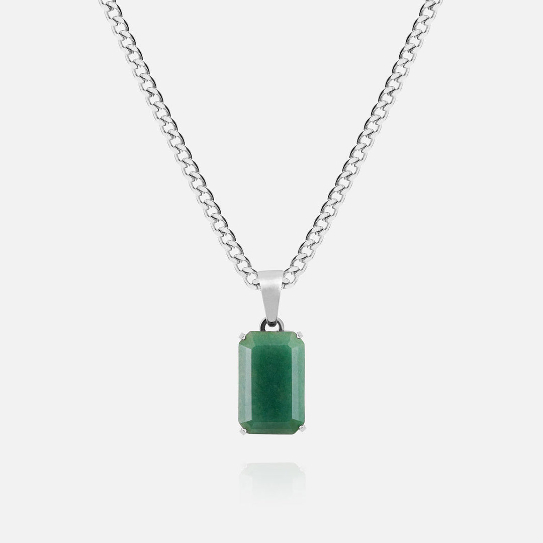 Green Aventurine Necklace -Pure Sterling Silver 925s-(60cm)
