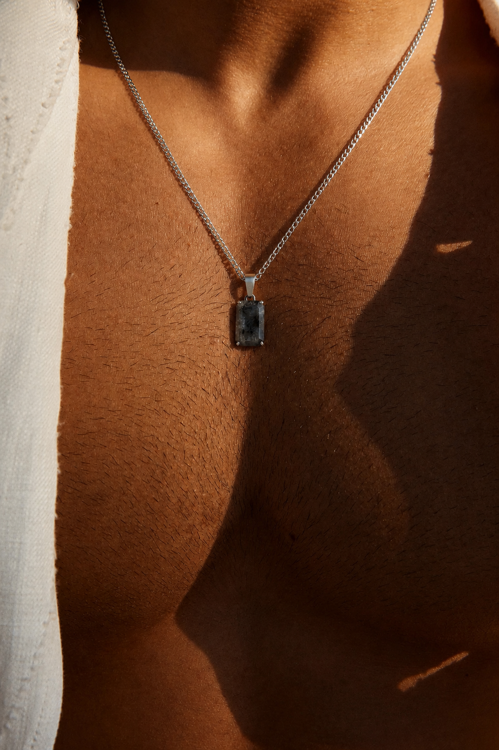 Dark Prism Necklace -Pure Sterling Silver 925s-(60cm)