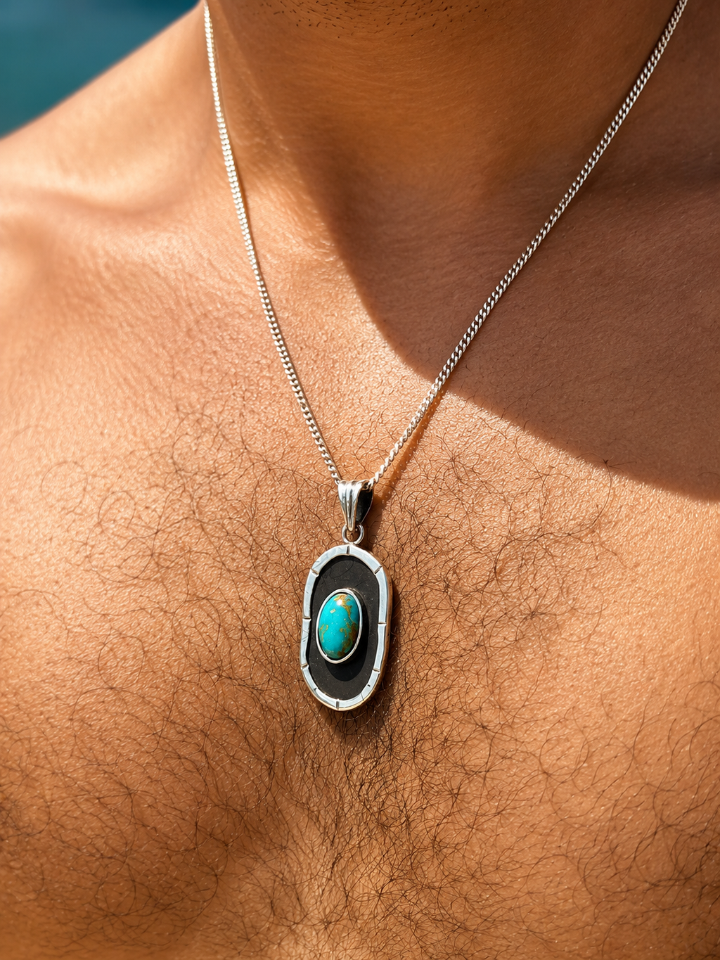 Turquoise Nomad Necklace -Pure Sterling Silver 925s-(60cm)