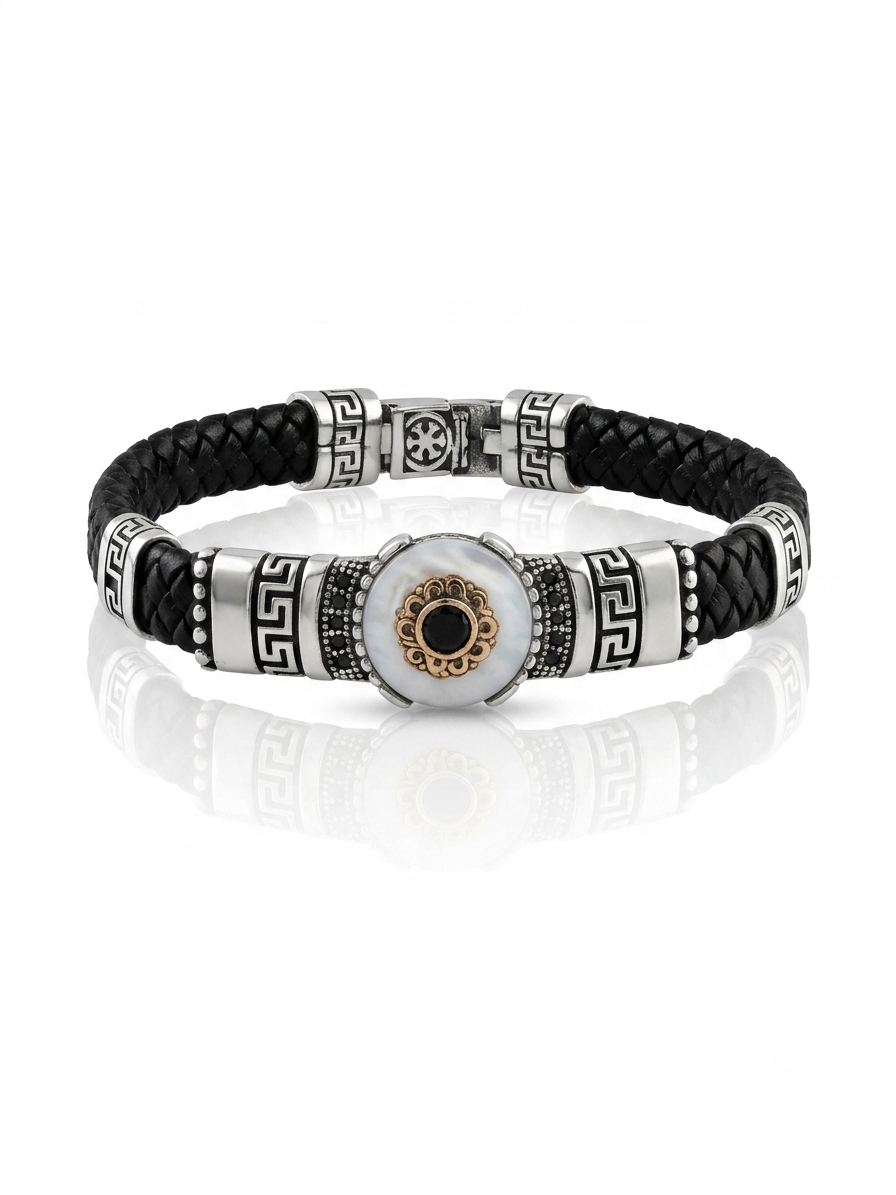 Acadia Leather Bracelet - S925 Sterling Silver