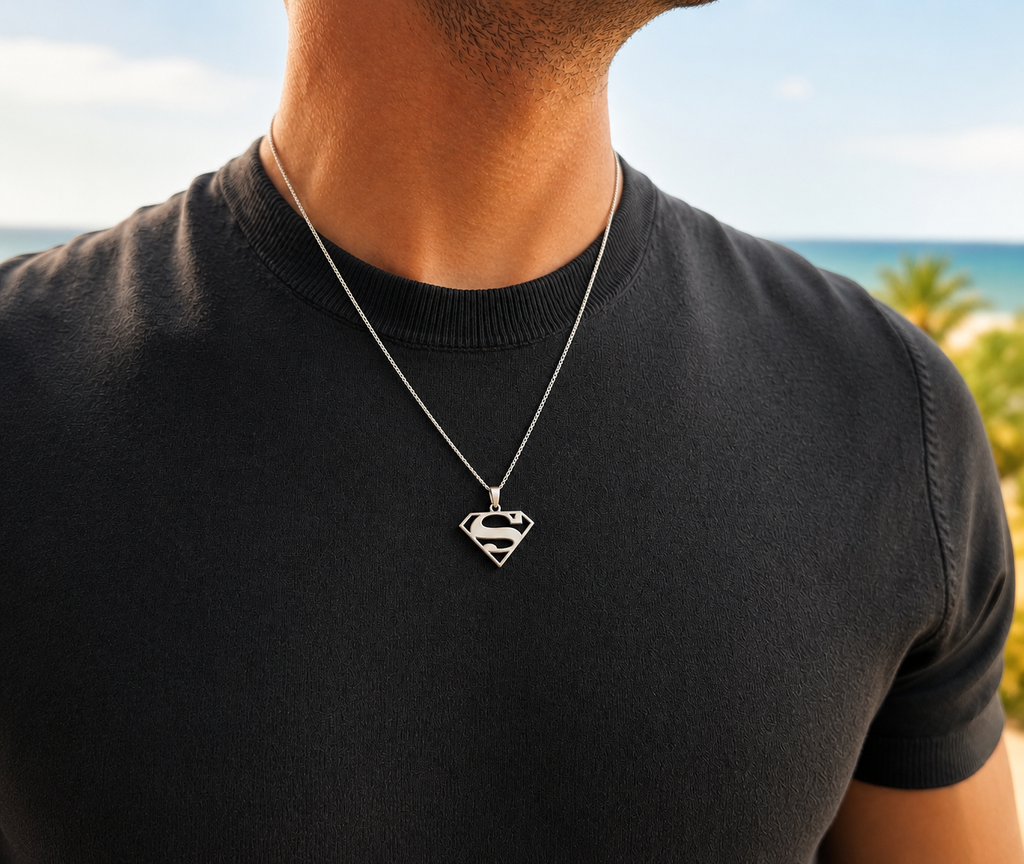 SuperMan Necklace -Pure Sterling Silver 925s
