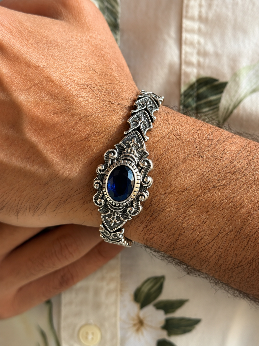 Blue Sapphire - Vampire Bracelet - Sterling Silver 925