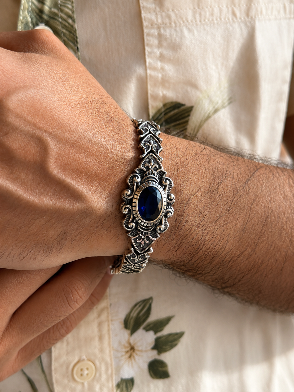 Blue Sapphire - Vampire Bracelet - Sterling Silver 925