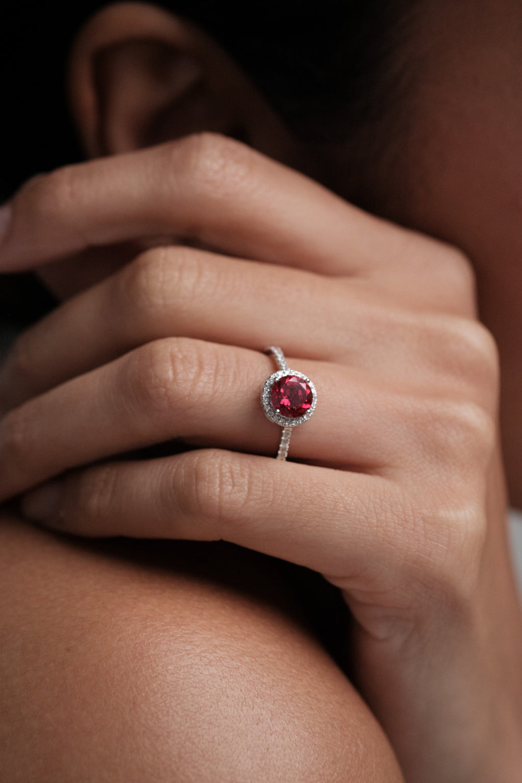 Ruby Halo Round Ring