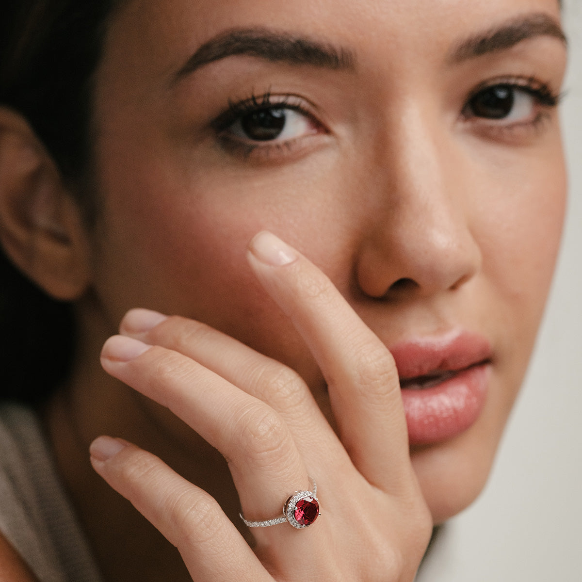 Ruby Halo Round Ring
