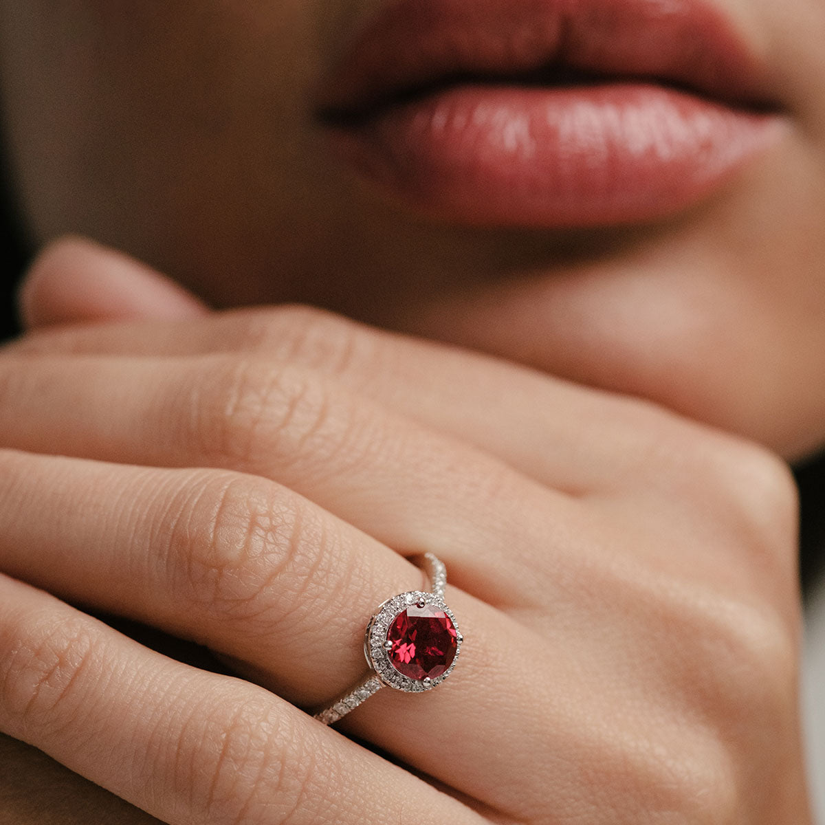 Ruby Halo Round Ring