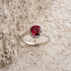 Ruby Halo Round Ring