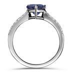 Blue Sapphire Pear Cut Ring in Silver