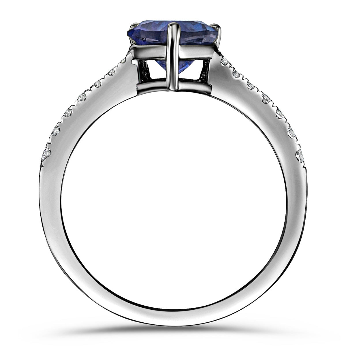Blue Sapphire Pear Cut Ring in Silver