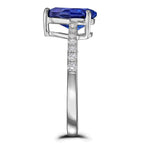 Blue Sapphire Pear Cut Ring in Silver