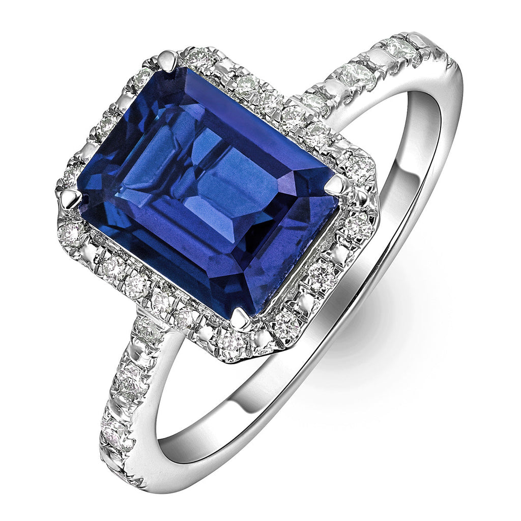 Blue Sapphire Peer Cut Ring in Silver