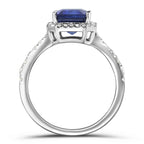 Blue Sapphire Peer Cut Ring in Silver