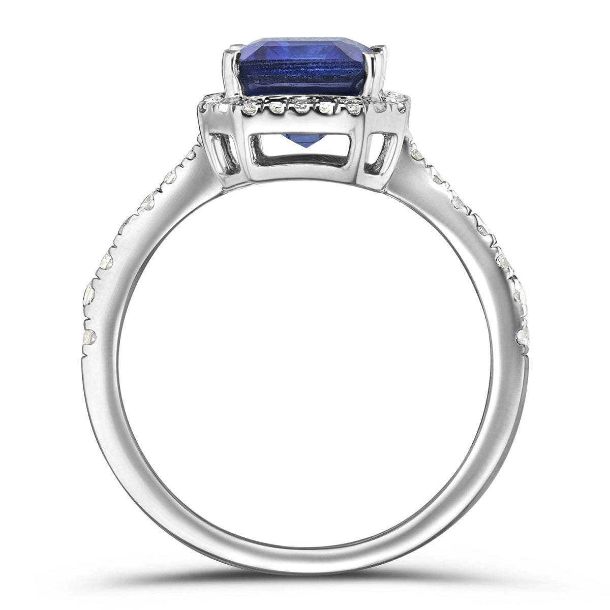 Blue Sapphire Peer Cut Ring in Silver