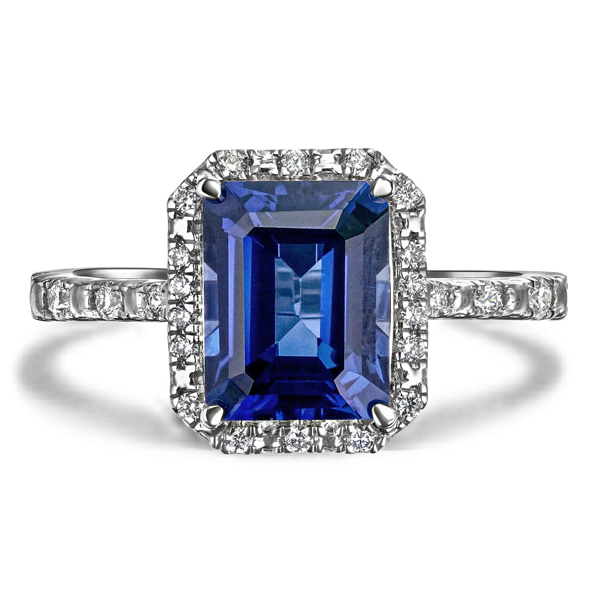 Blue Sapphire Peer Cut Ring in Silver