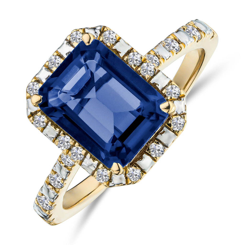 Blue Sapphire Peer Cut Ring in Gold