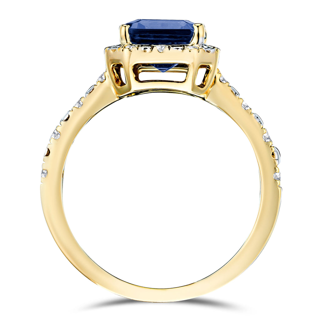 Blue Sapphire Peer Cut Ring in Gold