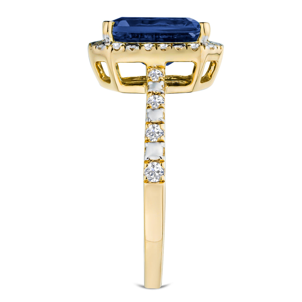 Blue Sapphire Peer Cut Ring in Gold