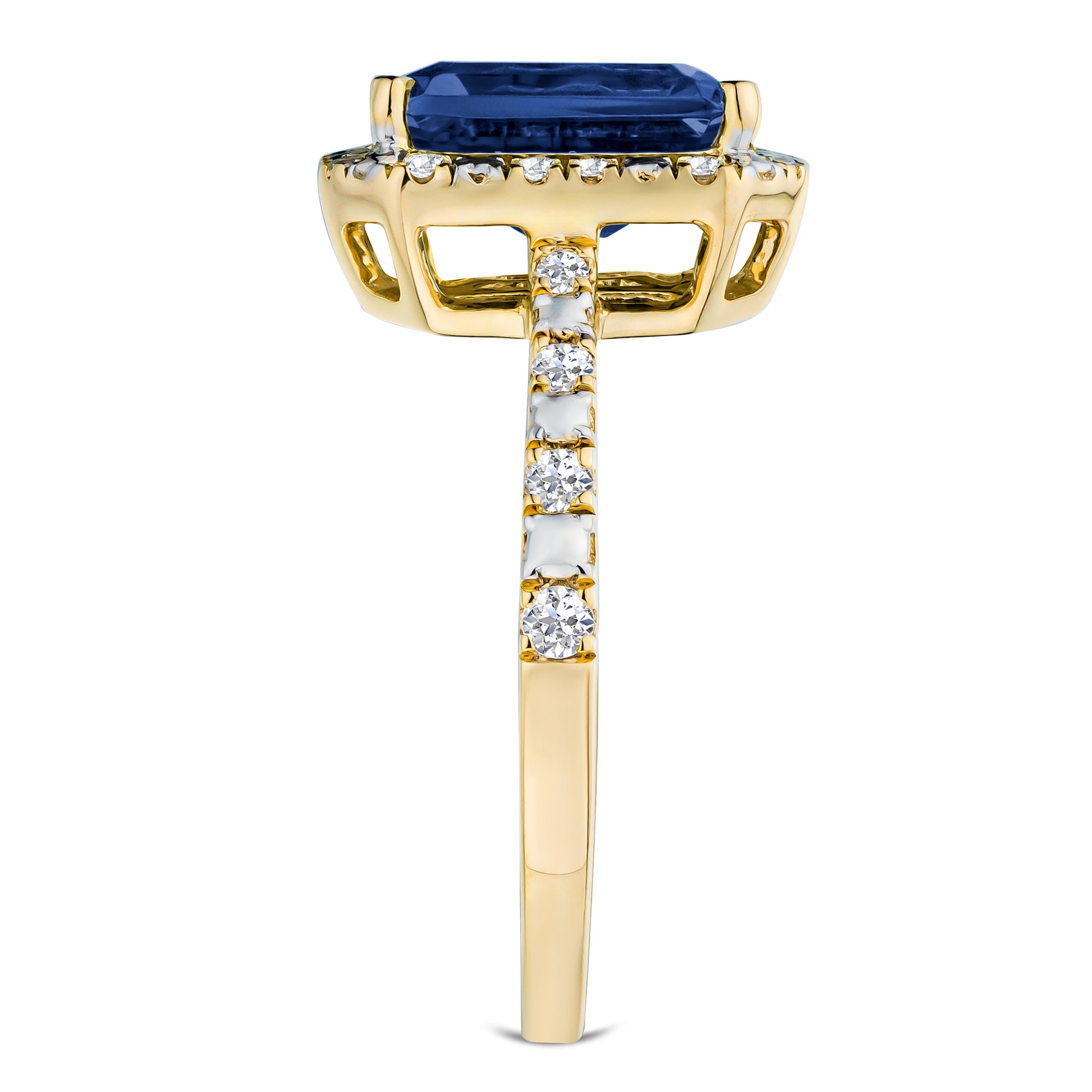 Blue Sapphire Peer Cut Ring in Gold