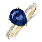 Blue Sapphire Pear Cut Ring in Gold