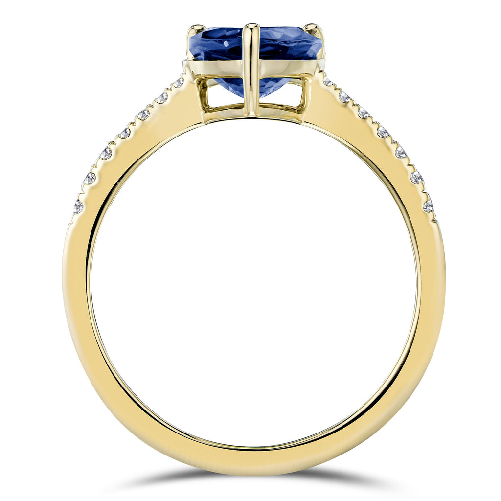 Blue Sapphire Pear Cut Ring in Gold