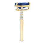 Blue Sapphire Pear Cut Ring in Gold