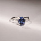 Blue Oval Halo Ring