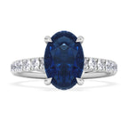 Blue Oval Halo Ring