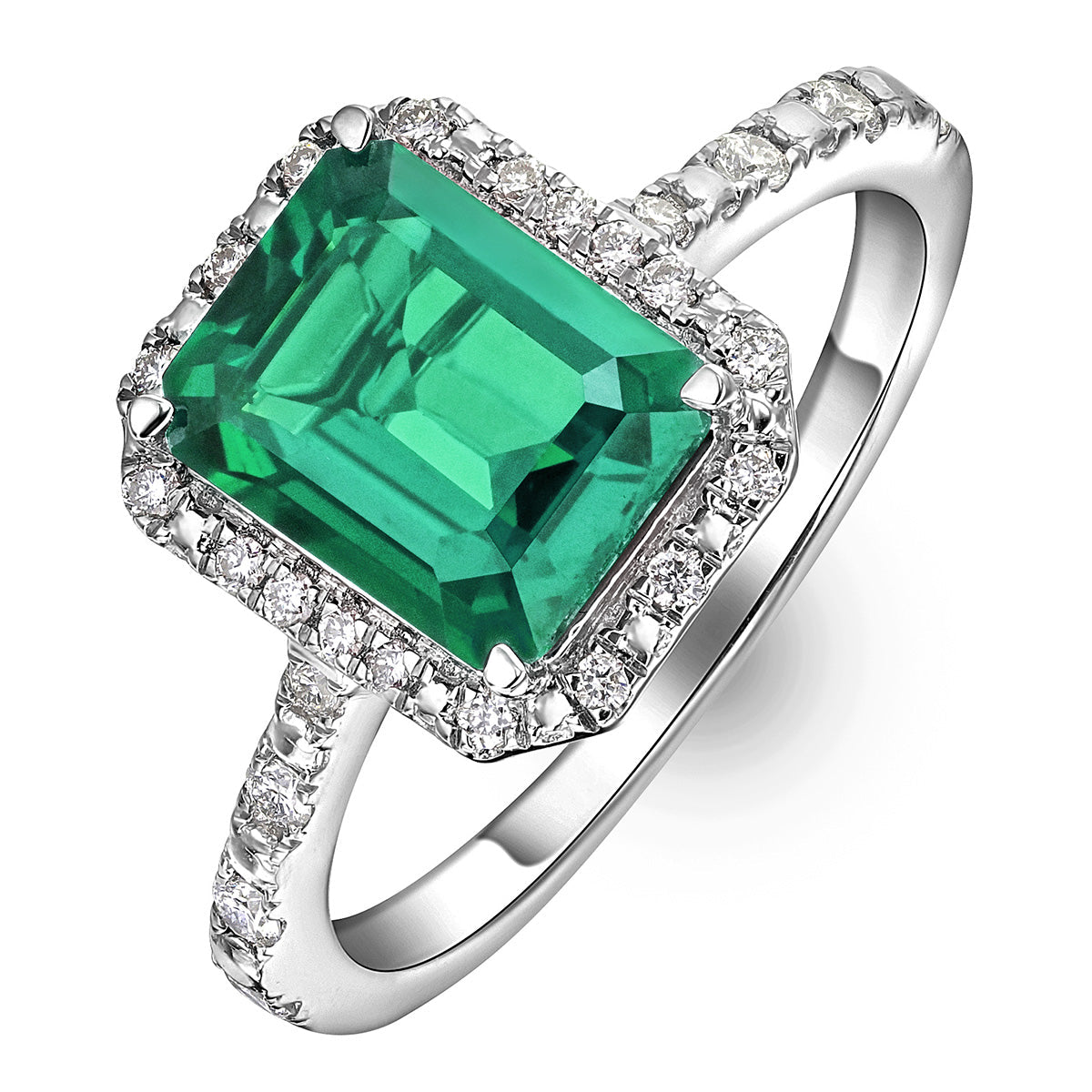 Green Emerald Peer Cut Ring in Silver
